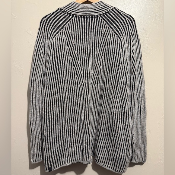 Lululemon Cotton-Cashmere Blend Sweater Wrap Powdered Clay/White/Lakeside Size 8 - Picture 10 of 15